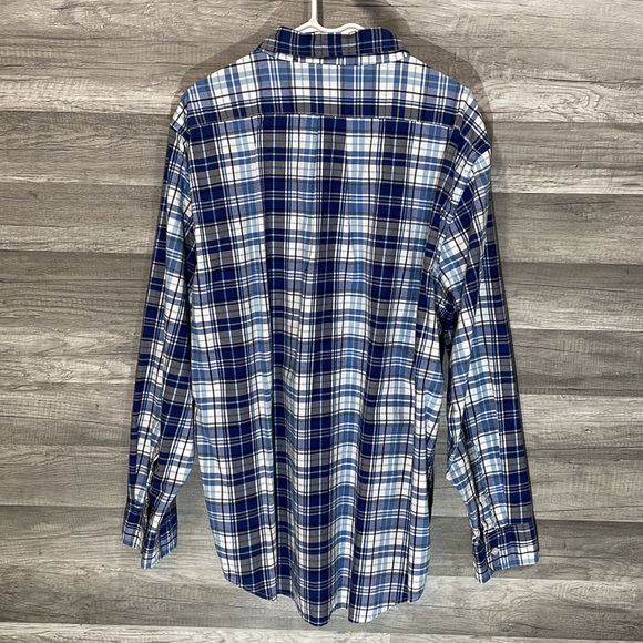 Disney Parks Blue and White Plaid Long Sleeve Button Down Shirt - Picture 2 of 4